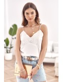 Lingerie top with embroidered neckline, cream 6978 - Online store - Boutique